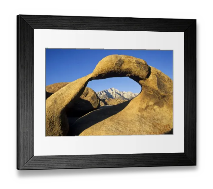 Framed Print : USA, California, Eastern Sierra, Lone Pine Peak through the mobius arch in the Alabama Framed Print : USA, California, Eastern Sierra, Lone Pine Peak through the mobius arch in the Alabama