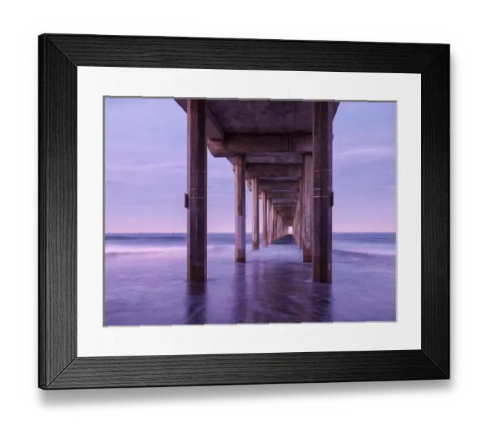 Framed Print : USA, California, La Jolla, Dawn under Scripps Pier at La Jolla Shores
