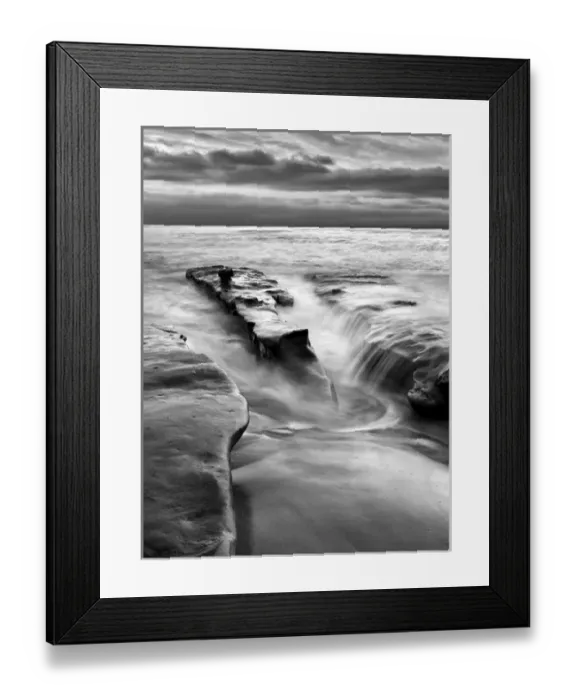 Framed Print : USA, California, La Jolla, Rising tide and waves at Coast Blvd. Park at dusk Framed Print : USA, California, La Jolla, Rising tide and waves at Coast Blvd. Park at dusk