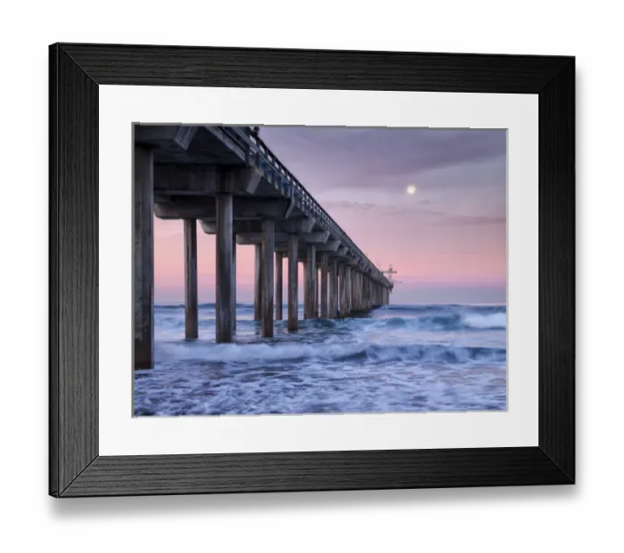 Framed Print : USA, California, La Jolla, Full moon setting at dawn over Scripps Pier, La Jolla Shores Framed Print : USA, California, La Jolla, Full moon setting at dawn over Scripps Pier, La Jolla Shores