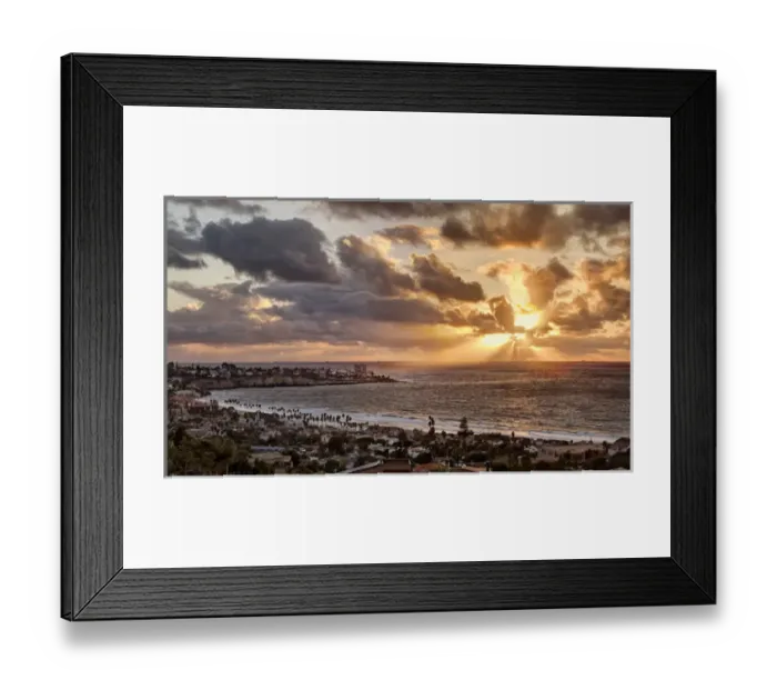 Framed Print : USA, California, La Jolla, Panoramic view of La Jolla Shores and the village at sunset Framed Print : USA, California, La Jolla, Panoramic view of La Jolla Shores and the village at sunset