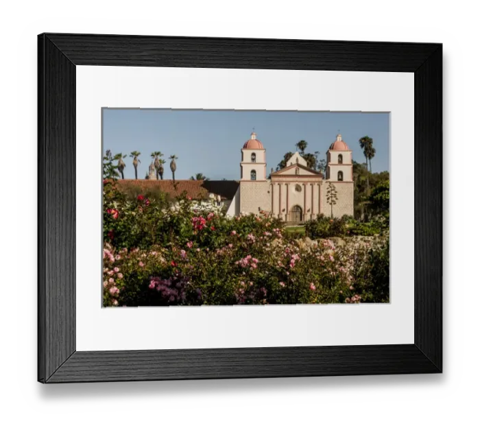 Framed Print : USA California, Santa Barbara, Mission and Rose Garden Framed Print : USA California, Santa Barbara, Mission and Rose Garden