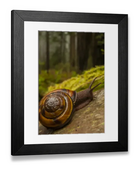 Framed Print : USA, California, Redwoods National Park. Close-up of snail