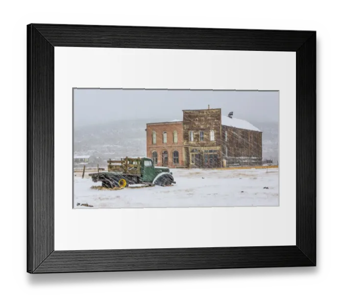 Framed Print : USA, California, Bodie. Abandoned buildings in snowfall Framed Print : USA, California, Bodie. Abandoned buildings in snowfall