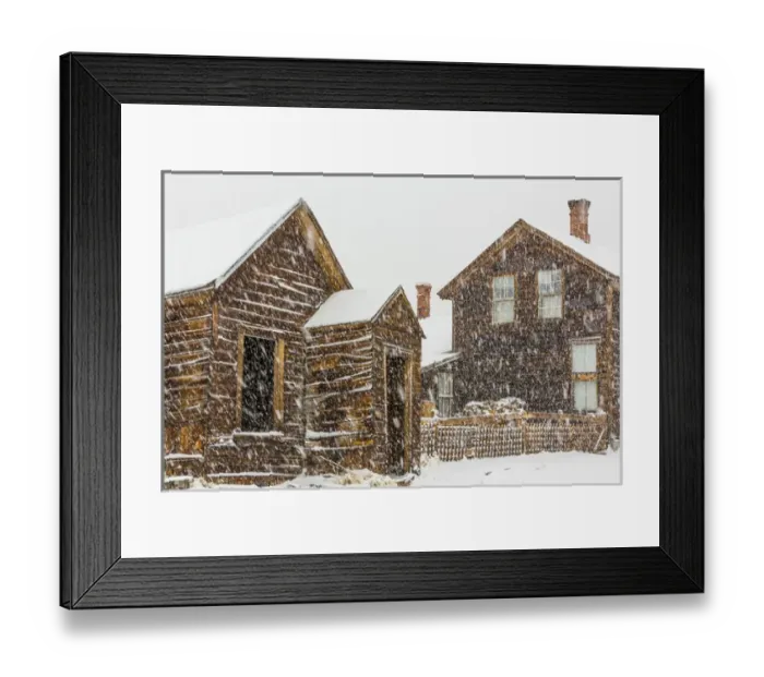 Framed Print : USA, California, Bodie. Abandoned buildings in snowfall Framed Print : USA, California, Bodie. Abandoned buildings in snowfall