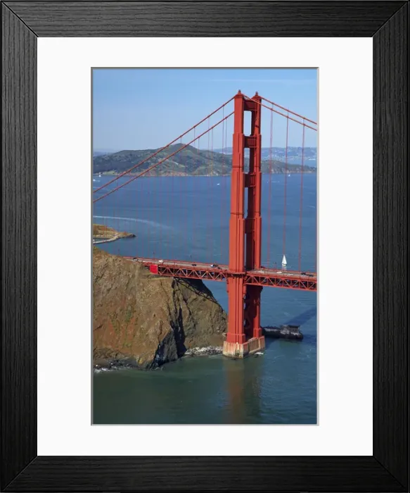 Framed Print : USA, California, San Francisco - Golden Gate Bridge, and Marin Headlands - aerial