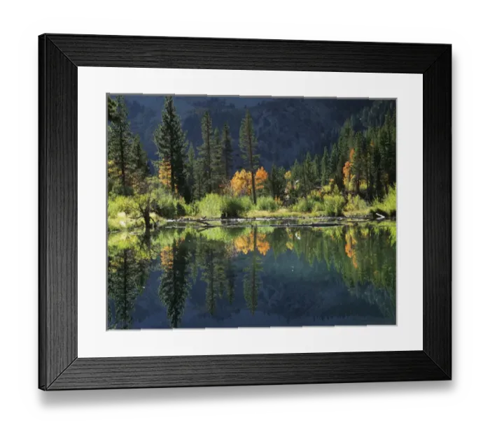 Framed Print : View of autumn trees reflection in lake Framed Print : View of autumn trees reflection in lake
