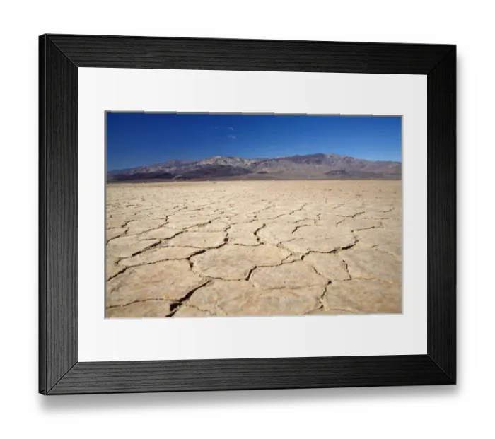 Framed Print : Dried mud in salt Pan, Panamint Valley, and Argus Range, Death Valley National Park