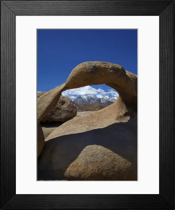 Framed Print : Mobius Arch, Alabama Hills, and snow on Sierra Nevada Mountain Range, near Lone Pine Framed Print : Mobius Arch, Alabama Hills, and snow on Sierra Nevada Mountain Range, near Lone Pine