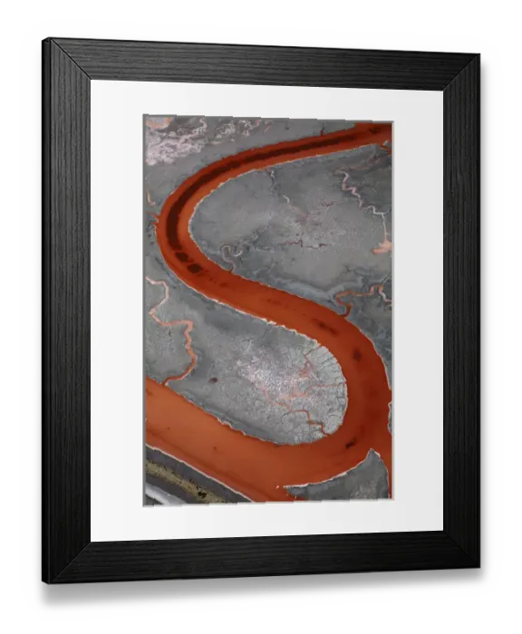 Framed Print : USA, California, San Francisco - Colourful algae in salt evaporation ponds, Redwood City