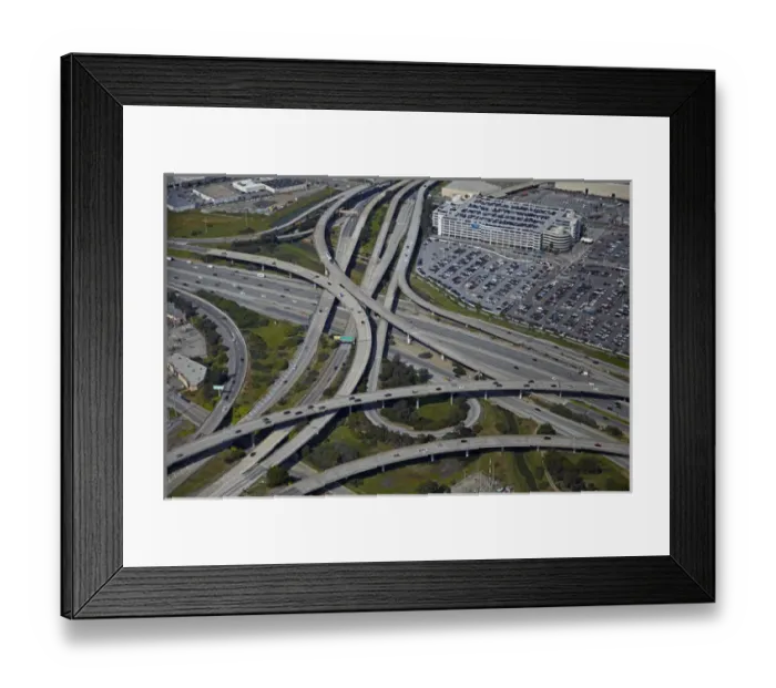 Framed Print : USA, California, San Francisco - Interchange of 1-380 and Bayshore Freeway (US 101)