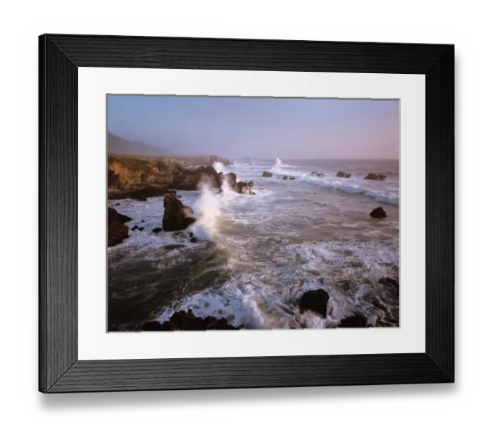 Framed Print : Waves crashing on the rugged Big Sur coast of California