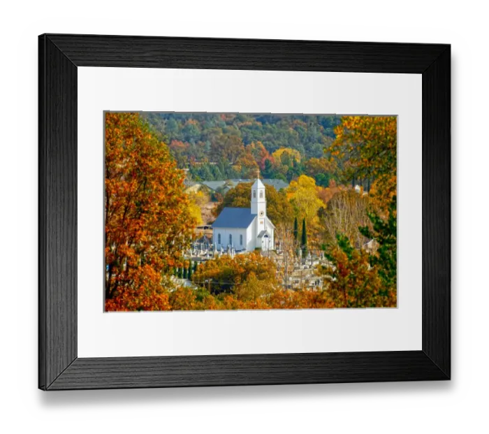 Framed Print : St. Sava Serbian Church and cemetary in Jackson, California surrounded by fall colors