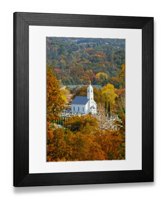 Framed Print : St. Sava Serbian Church and cemetary in Jackson, California surrounded by fall colors Framed Print : St. Sava Serbian Church and cemetary in Jackson, California surrounded by fall colors