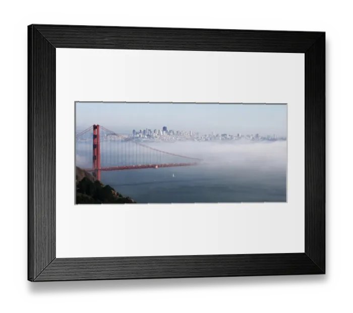 Framed Print : USA California San Francisco Golden gate Bridge Disappearing into Fog