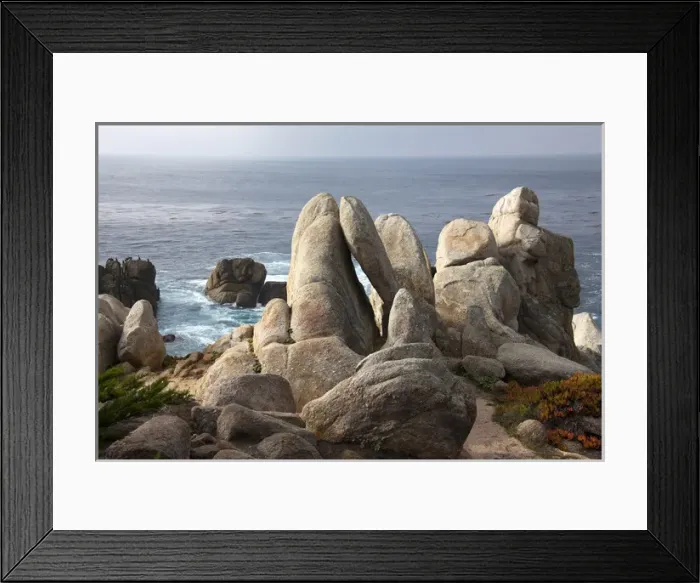 Framed Print : USA, California, Monterey. ROck formations along 17-Mile Drive at Ghost Tree stop