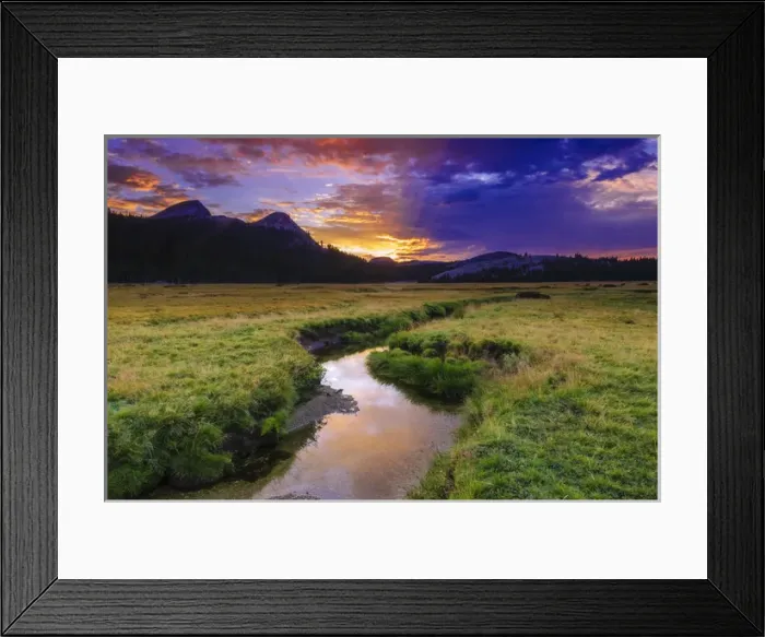 Framed Print : Sunset over Tuolumne Meadows along Budd Creek, Yosemite National Park, California Framed Print : Sunset over Tuolumne Meadows along Budd Creek, Yosemite National Park, California