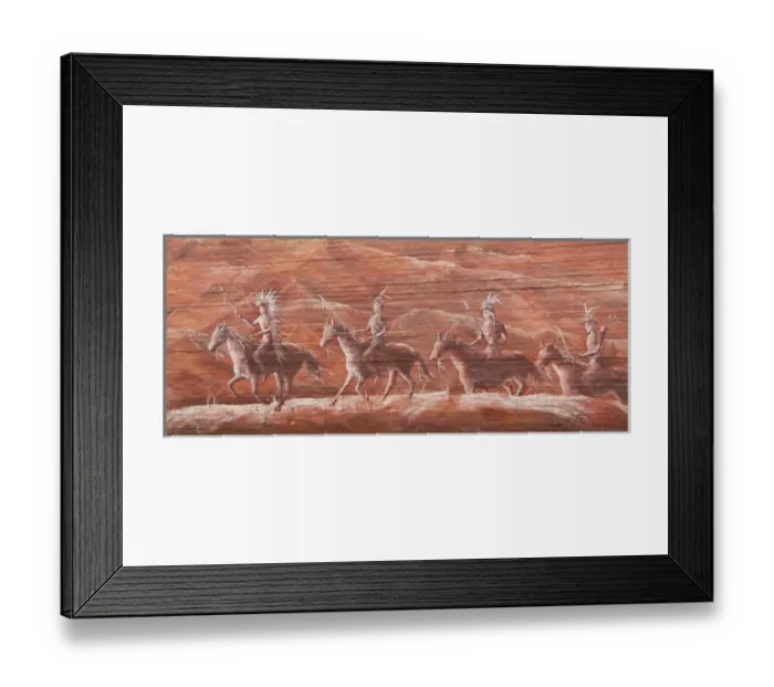 Framed Print : USA, Colorado, Delta. Native-American scene decorates brick wall Framed Print : USA, Colorado, Delta. Native-American scene decorates brick wall