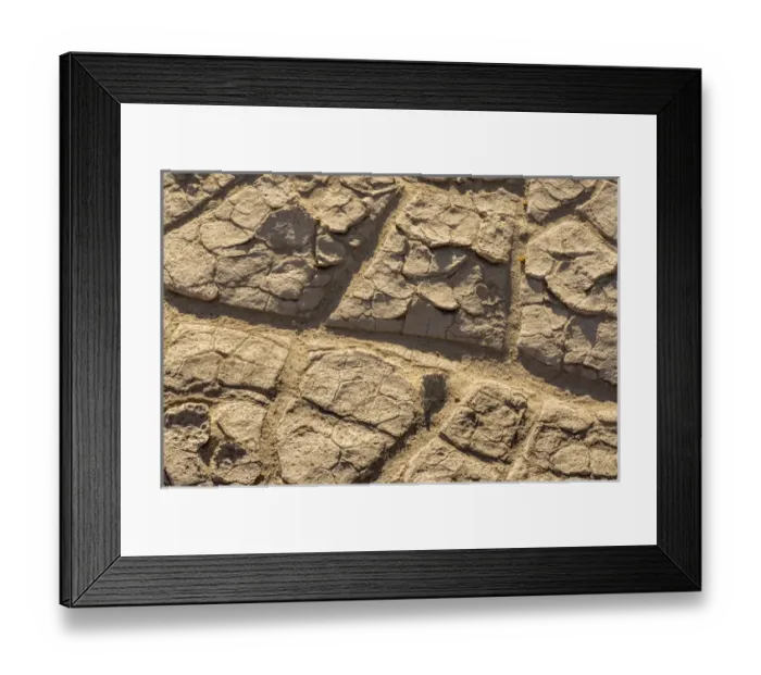 Framed Print : Dried mud in Mesquite Flat Dunes, Death Valley, California