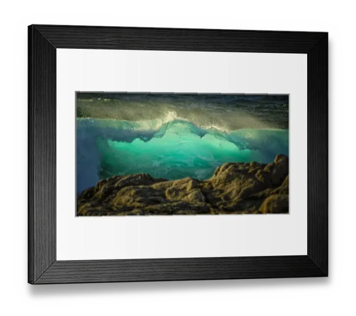 Framed Print : Crashing Pacific Ocean Waves-green translucent Framed Print : Crashing Pacific Ocean Waves-green translucent