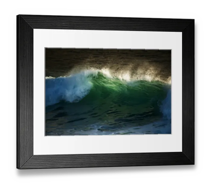 Framed Print : crashing wave with translucent green and spray Framed Print : crashing wave with translucent green and spray