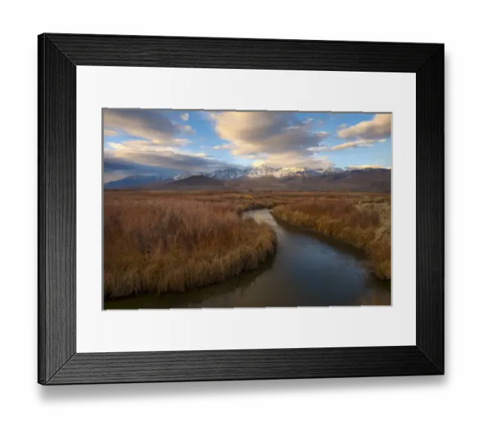 Framed Print : River flowing towards Sierra Nevada Mountains, California in winter Framed Print : River flowing towards Sierra Nevada Mountains, California in winter