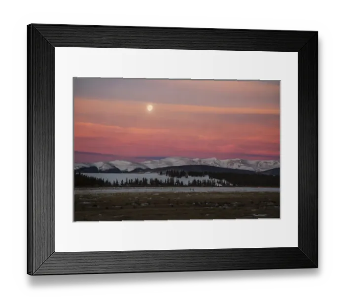 Framed Print : USA, Colorado. Setting full moon and alpenglow above Mosquito Range Framed Print : USA, Colorado. Setting full moon and alpenglow above Mosquito Range