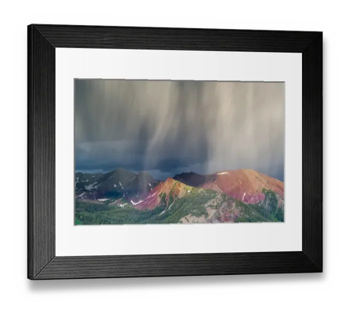 Framed Print : Virga and storm moving over mountains near Crested Butte, Colorado