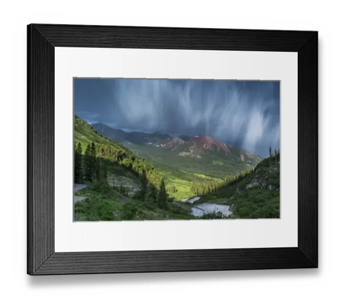 Framed Print : Virga and storm moving over mountains in Colorado