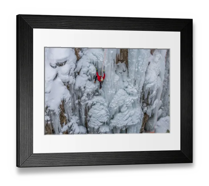 Framed Print : Ice climber ascending at Ouray Ice Park, Colorado Framed Print : Ice climber ascending at Ouray Ice Park, Colorado