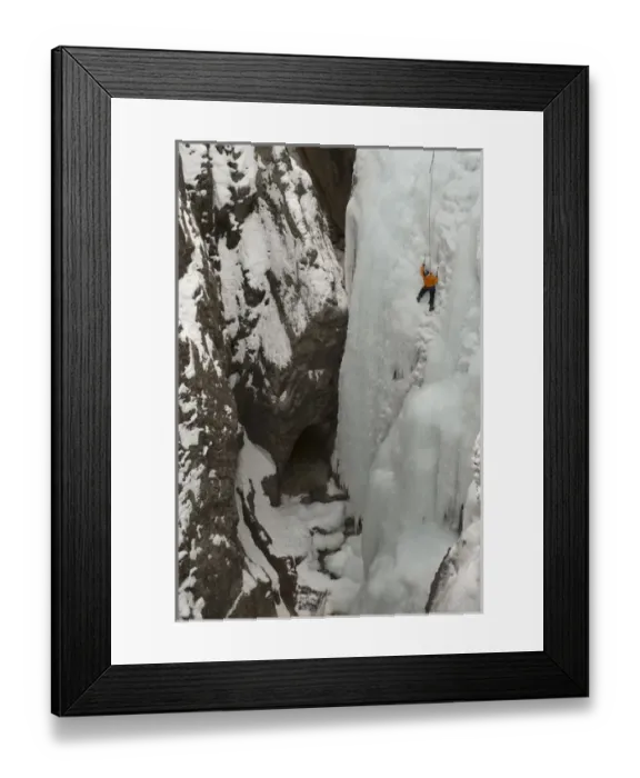 Framed Print : Ice climber ascending at Ouray Ice Park, Colorado