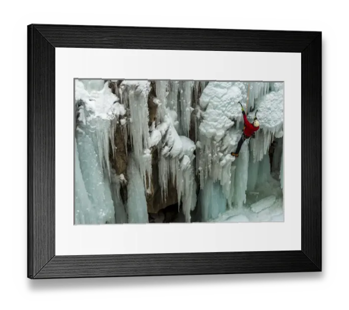 Framed Print : Ice climber ascending at Ouray Ice Park, Colorado Framed Print : Ice climber ascending at Ouray Ice Park, Colorado