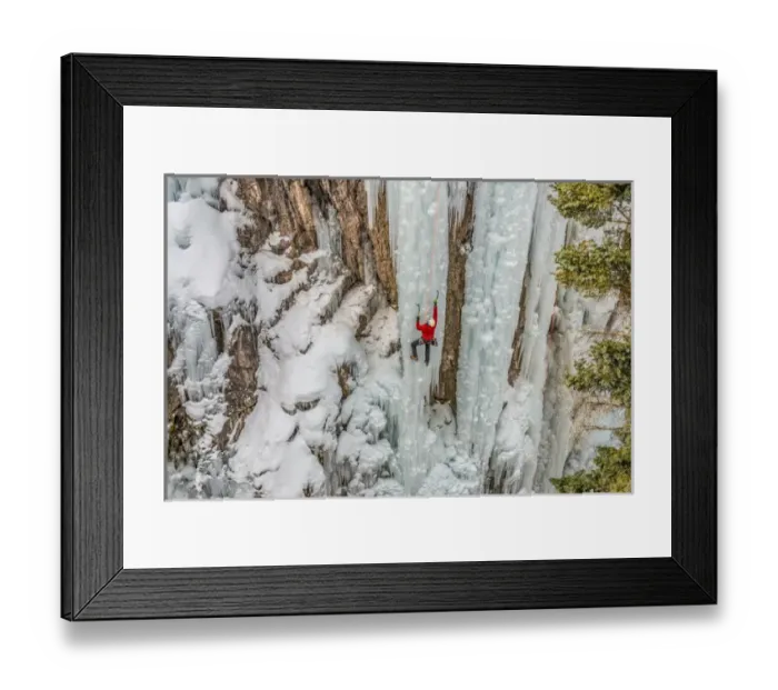 Framed Print : Ice climber ascending at Ouray Ice Park, Colorado Framed Print : Ice climber ascending at Ouray Ice Park, Colorado