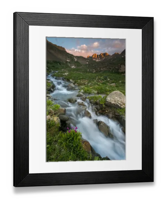 Framed Print : North America, USA, Colorado, American Basin, Rocky Mountain Sunset in American Basin with stream Framed Print : North America, USA, Colorado, American Basin, Rocky Mountain Sunset in American Basin with stream