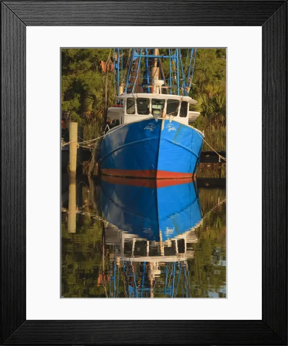 Framed Print : USA; Florida; Apalachicola; Shrimp boat docked at Apalachicola