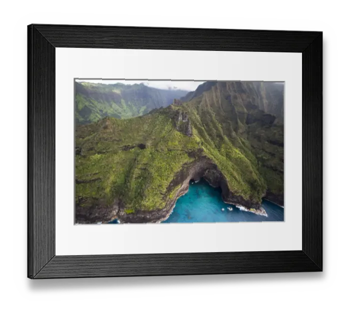 Framed Print : Scenic views of Kauai from above. The Napali Coastline is the most iconic and remonte