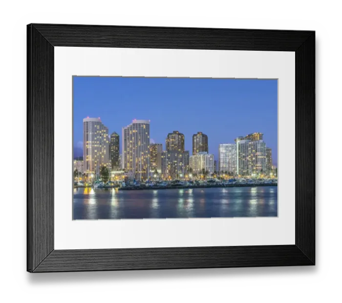 Framed Print : Hawaii, Honolulu, Twilight Waikiki Skyline