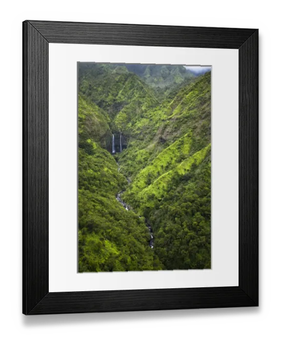 Framed Print : Scenic views of Kauais interior rain forests from above