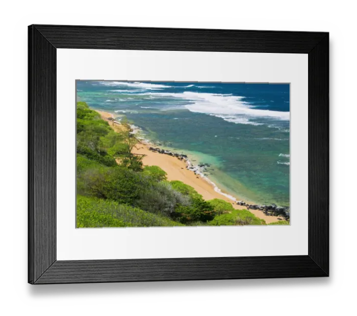 Framed Print : Larsens Beach, North Shore, Island of Kauai, Hawaii