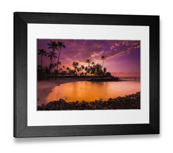 Framed Print : Sunset over Pu uhonua O Honaunau National Historic Park (City of Refuge), Kona Coast