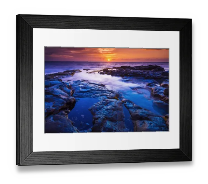 Framed Print : Sunset and tide pool above the Pacific, Kailua-Kona, Hawaii