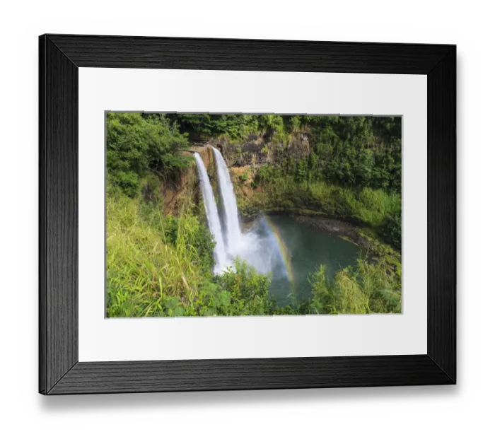 Framed Print : Rainbow in Wailua Falls, Kauai. Hawaii. USA