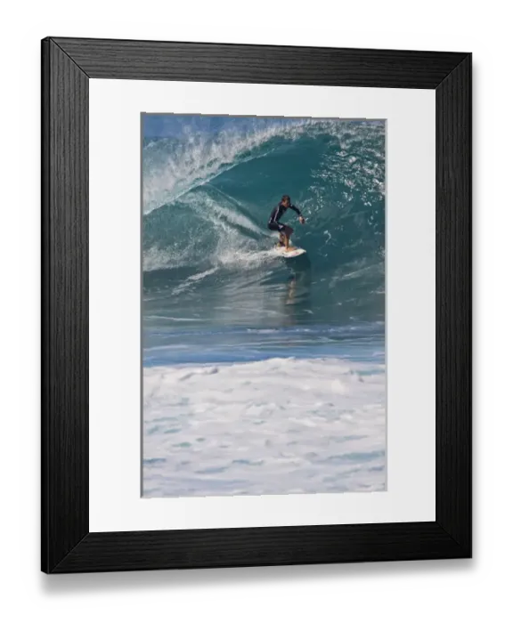 Framed Print : USA; Hawaii; Oahu; Sufers in Action at the Pipeline on the North Coast of Oahu