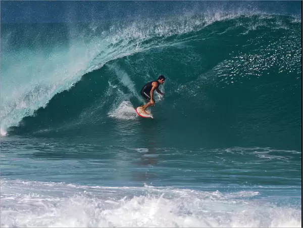 USA; Hawaii; Oahu; Sufers in Action at the Pipeline on the North Coast of Oahu