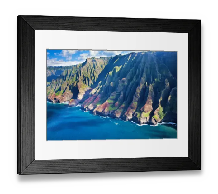 Framed Print : Hawaian Islands; USA; Hawaii; Kauai; Aerial of the Napali Coastline Framed Print : Hawaian Islands; USA; Hawaii; Kauai; Aerial of the Napali Coastline