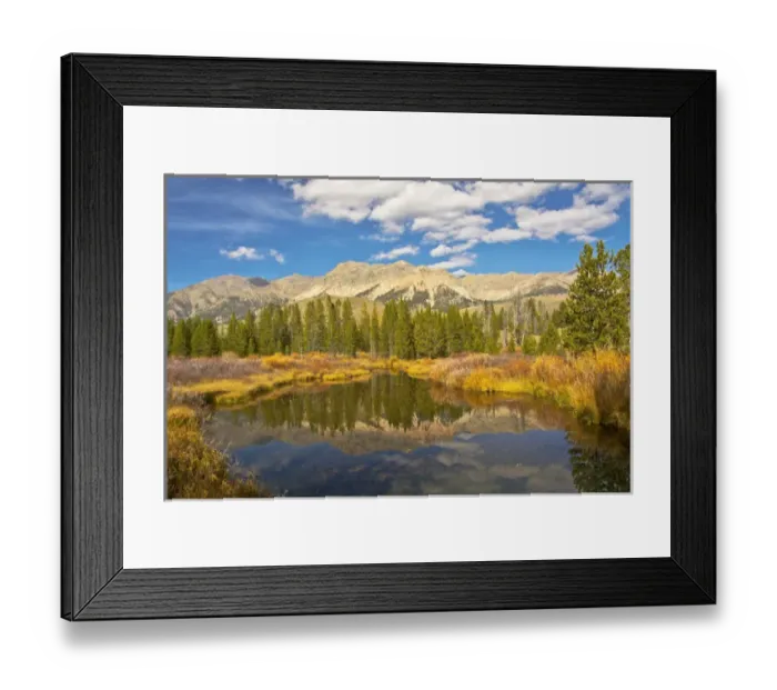 Framed Print : Reflection; Big Wood River; autumn; Sawtooth National Forest: Idaho; USA