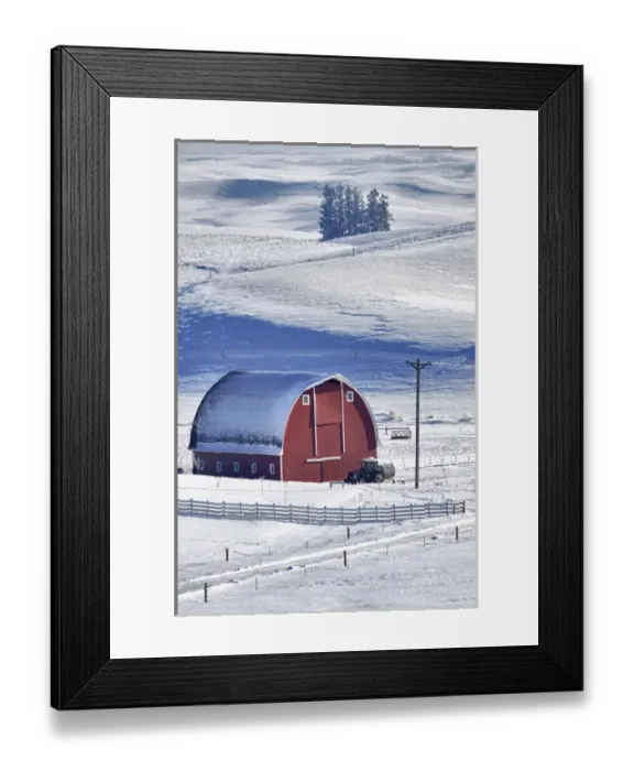 Framed Print : North America; USA; Idaho; Old Red Barn in Fresh Snow Framed Print : North America; USA; Idaho; Old Red Barn in Fresh Snow