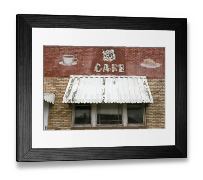 Framed Print : Facade of an abandoned Cafe, Litchfield, Illinois, USA. Route 66