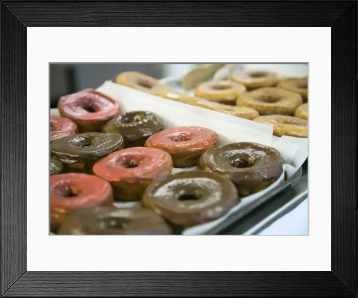 Framed Print : Close up of doughnuts, Springfield, Illinois, USA. Route 66 Framed Print : Close up of doughnuts, Springfield, Illinois, USA. Route 66