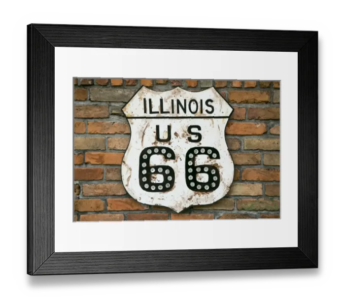 Framed Print : Dirty Illinois Route 66 sign, Atlanta, Illinois, USA Framed Print : Dirty Illinois Route 66 sign, Atlanta, Illinois, USA